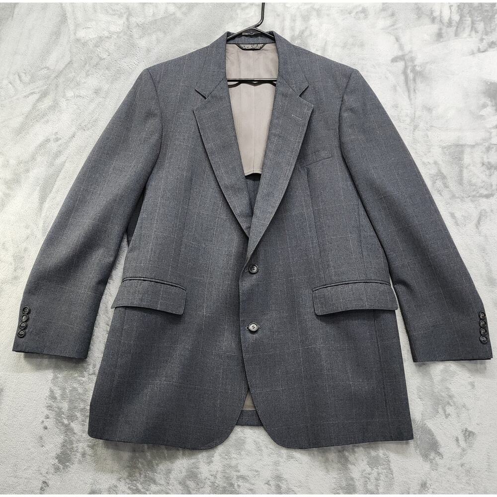 Vintage Anthony Allan‎ Sporleders Blazer Mens Size 48 LONG Gray Windowpane Plaid